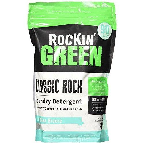 Rockin' Green Classic Rock Powdered Laundry Detergent, AC/DSea Breeze, 45 oz. - All Natural, Biodegradable, and Eco-Friendly Laundry Detergent Rockin' Green 
