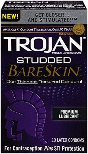 Trojan Studded Bareskin Lubricated Condoms, 10 Count Condom Trojan 