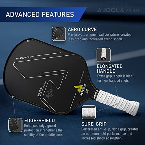 JOOLA Ben Johns Hyperion CGS 14mm Pickleball Paddle - Textured Carbon Grip Surface Technology for Spin & Control with Added Power - Polypropylene Honeycomb Core Pickleball Racket Sports JOOLA 