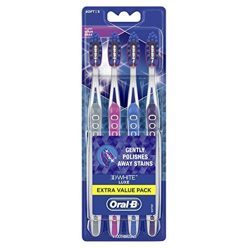 Oral-B 3D White Luxe Pro-Flex Manual Soft Toothbrush, 4 Count Toothbrush Oral B 