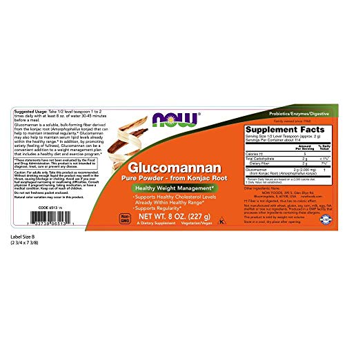 NOW Glucomannan Pure Powder, 8 Ounce Supplement NOW Foods 