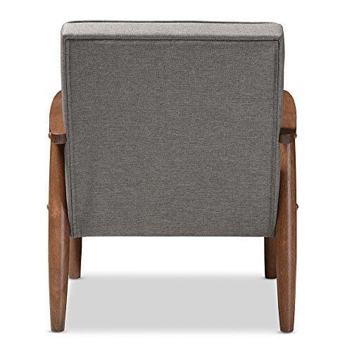 Baxton Studio Sorrento Mid-Century Retro Modern Fabric Upholstered Wooden Lounge Chair, Grey Furniture Baxton Studio 
