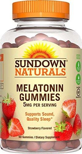 Sundown Naturals Melatonin 5 Milligram Gummies (Count 60), Strawberry Flavored, Supports Sound, Quality Sleep Non-GMO, No Artificial Flavors Supplement Sundown 