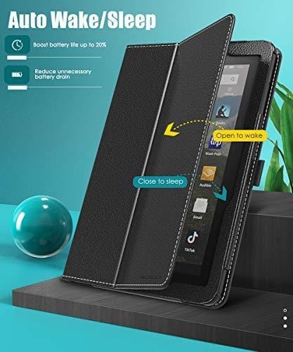 MoKo Case Compatible with All-New Kindle Fire HD 8 Tablet and Fire HD 8 Plus Tablet (10th Generation, 2020 Release),Slim Folding Stand Cover with Auto Wake/Sleep - Black Personal Computer MoKo 