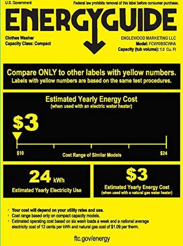 Farberware Professional FCW10BSCWHA 1.0 Cu. Ft. Portable Clothes Washer with 7-lb Load Capacity, Silver & Chrome Kitchen Farberware 