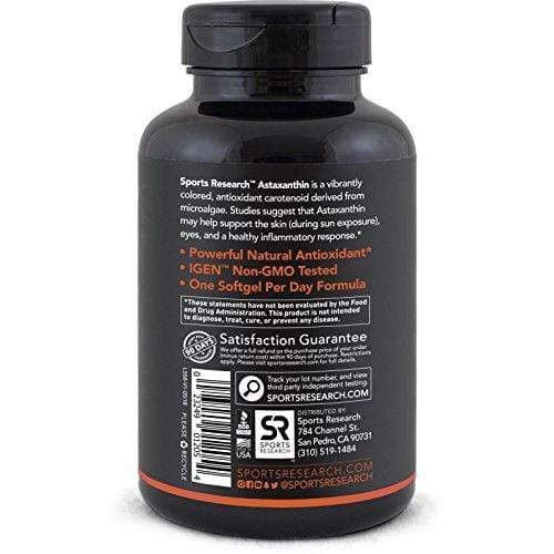 Triple Strength Astaxanthin (12mg) with Organic Coconut Oil for better absorption - 60 softgels Supplement Sports Research 