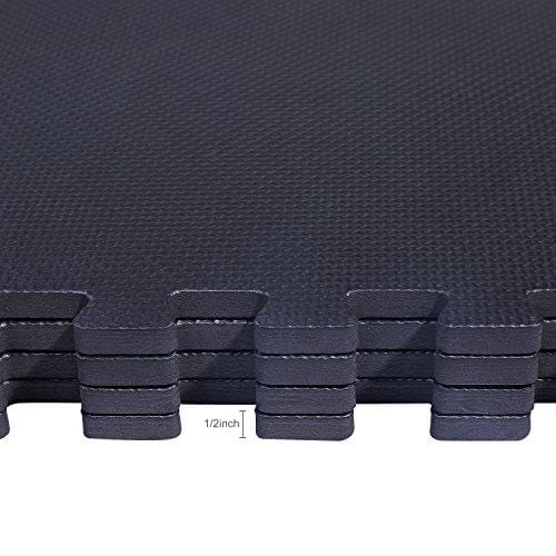 BalanceFrom Puzzle Exercise Mat with EVA Foam Interlocking Tiles, Black Sports BalanceFrom 