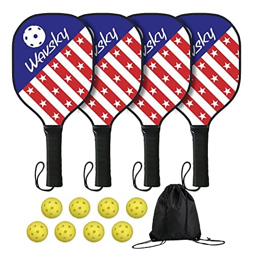 Wavsky Pickleball Paddles Pickleball Set of 4 Paddles, 8 Pickleball — ShopWell