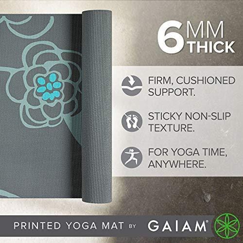 Gaiam Yoga Mat Premium Print Extra Thick Non Slip Exercise & Fitness Mat for All Types of Yoga, Pilates & Floor Workouts, Icy Blossom, 6mm Sports Gaiam 
