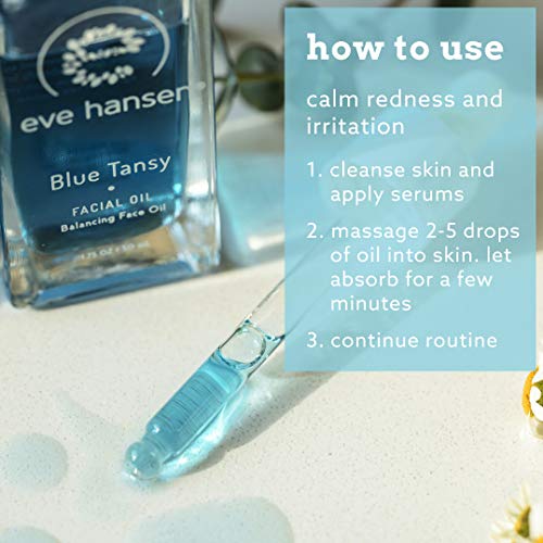 Eve Hansen Blue Tansy Facial Oil | Skin Balancing Face Oil With Squalane Oil, Rosehip Oil, Turmeric, Vitamin E Oil For Skin | Oil Regulating Face Moisturizer, Anti Aging Oil and Pore Minimizer 1.7 oz Skin Care Eve Hansen 