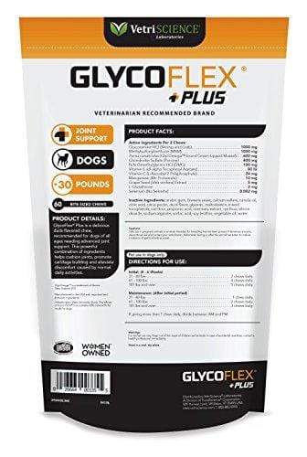 VetriScience Laboratories GlycoFlex Plus, Hip and Joint Supplement for Dogs, 60 Bite-Sized Chews Animal Wellness VetriScience Laboratories 