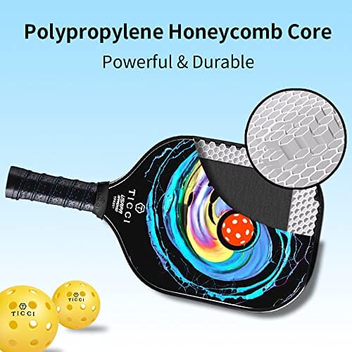 TICCI Pickleball Paddle USAPA Approved Set 2 Premium Graphite Craft Rackets Honeycomb Core 4 Balls Ultra Cushion Grip Portable Racquet Case Bag Gift Kit Men Women Indoor Outdoor Sports T TICCI 