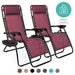 Best Choice Products Set of 2 Adjustable Zero Gravity Lounge Chair Recliners for Patio, Pool w/Cup Holders - Burgundy Lawn & Patio Best Choice Products 