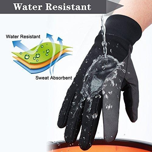 OZERO Driving Gloves for Men, Winter Warm Bike Glove for Smart Phone Texting with Non-Slip Silicone Gel - Thermal Cotton - Windproof and Waterproof for Running, Cycling - Black (X-Large) Outdoors OZERO 