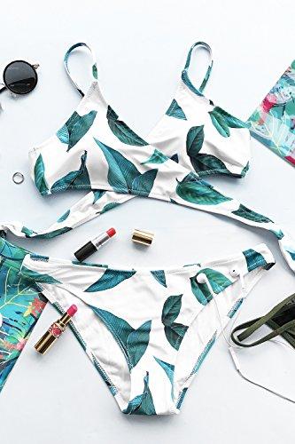 CUPSHE Women's Fresh Leaves Printing Cross Padding Bikini Set (S) Women's Swimwear CUPSHE 