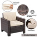 FDW Outdoor Patio Furniture Sets 4 Piece Patio Set Sectional Sofa Outdoor Rattan Chair Conversation Sets Cushions Seat Lawn Balcony Poolside or Backyard Wicker,Brown Lawn & Patio FDW 