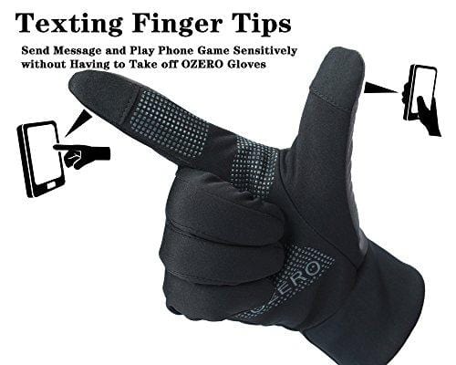 OZERO Driving Gloves for Men, Winter Warm Bike Glove for Smart Phone Texting with Non-Slip Silicone Gel - Thermal Cotton - Windproof and Waterproof for Running, Cycling - Black (X-Large) Outdoors OZERO 
