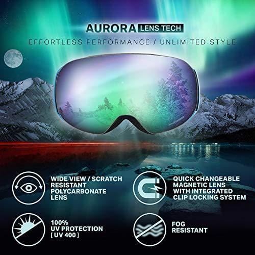 WildHorn Outfitters Roca Ski Goggles & Snowboard Goggles- Premium Snow Goggles for Men, Women and Kids. Features Quick Change Magnetic Lens System with Integrated Clip Lock. Ski WildHorn Outfitters 