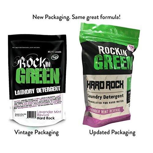 Rockin' Green Natural HE Powder Laundry Detergent for Hard Water, Perfect for Cloth Diapers, 90 Loads, Lavender Mint Revival Scent, 45 oz, (0.22/load) Laundry Detergent Rockin' Green 
