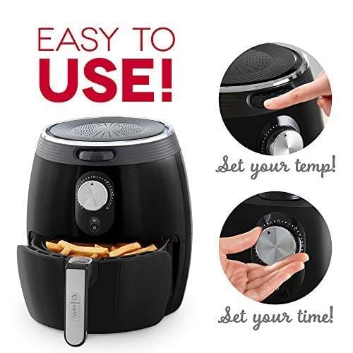DASH DMAF355GBBK02 Deluxe Electric Air Fryer + Oven Cooker with Temperature Control, Non Stick Fry Basket, Recipe Guide + Auto Shut off Feature, 3qt, Black Kitchen DASH 