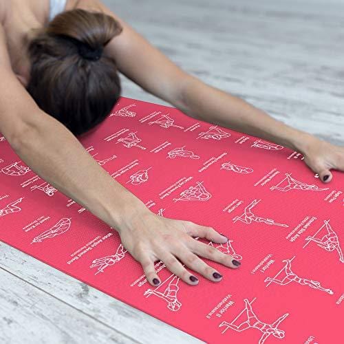 NewMe, Fitness Instructional Yoga Mat, Printed w/ 70 Illustrated
