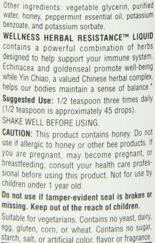 Source Naturals Wellness Herbal Resistance Liquid Subligual - Non-Alcohol, 100% Pure With Echinacea, Yin Chiao, Goldenseal & More - 4 oz Supplement Source Naturals 