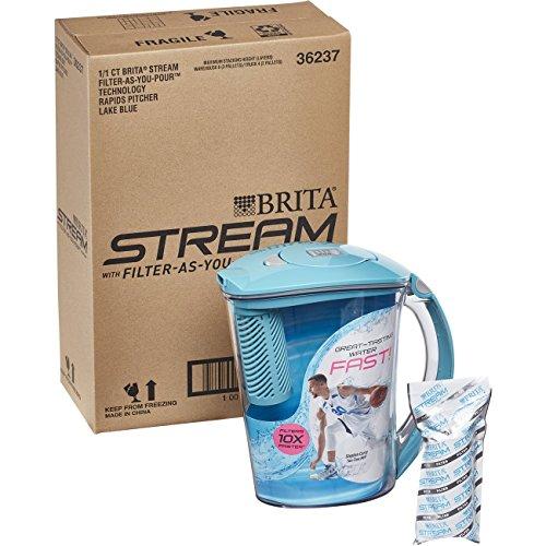 Brita 10 Cup Stream Filter as You Pour Water Pitcher with 1 Filter Accessory Brita 