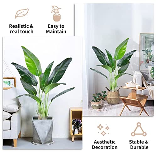 HAIHONG 2Packs 4FT Artificial Bird of Paradise Plant,Faux Palm Tree with Real Touch Leaves and Adjustable Branches,Fake Plants for Room Office Shop Indoor Outdoor Decor (4 FT-2Packs) Home HAIHONG 