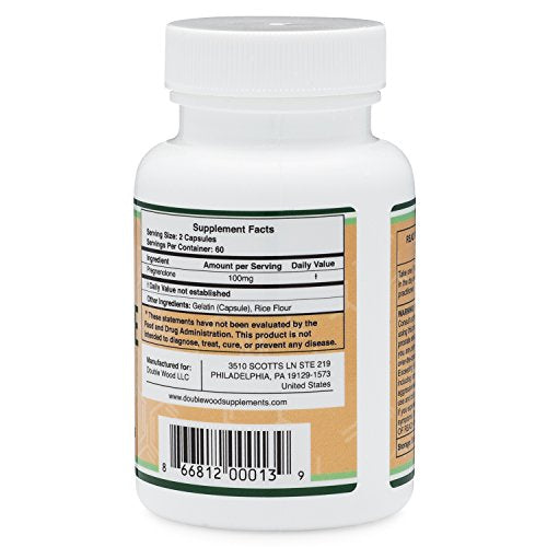 Pregnenolone - Third Party Tested - 120 Capsules - Made in The USA - 100mg Per Serving by Double Wood Supplements Supplement Double Wood Supplements 