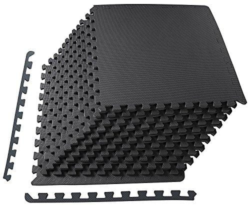 BalanceFrom Puzzle Exercise Mat with EVA Foam Interlocking Tiles, Black Sports BalanceFrom 