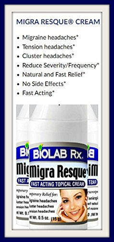 Migra Resque Cream - Natural Headache Relieving formula - Migraine headaches - Tension headaches - Cluster headaches Supplement BioLab Rx 