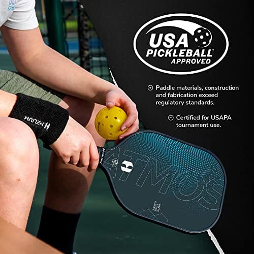 Helium Atmos Pickleball Paddle Set of 4 - USAPA Certified Pro Carbon Fiber Pickleball Paddle w/ Texture, Lightweight Honeycomb Core, Tactile Comfort Grip (4 Paddles, 6 Balls, 1 Sports Bag) Sports Helium 