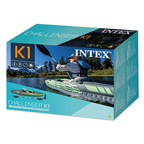 Intex Challenger K1 Kayak, 1-Person Inflatable Kayak Set with Aluminum Oars and High Output Air Pump Outdoors Intex 