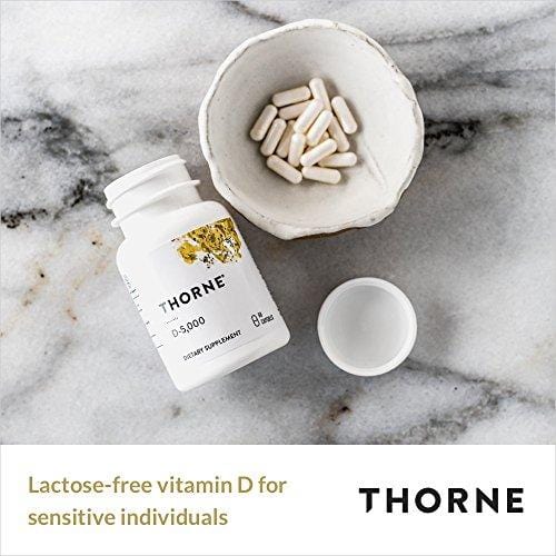 Thorne Research - Vitamin D-5000 - Vitamin D3 Supplement (5,000 IU) for Healthy Bones and Muscles- NSF Certified for Sport - 60 Capsules Supplement Thorne Research 
