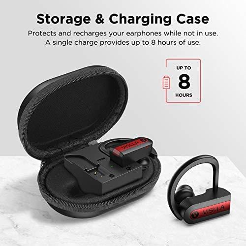 Wireless Earbuds, Vislla 5.0 Bluetooth Sport Headphones Stereo Bass Sound TWS Ear Buds Over Ear Sweatproof Headset 8 Hours Playtime Wireless Earphones with Mic & Charging Case for Running/Working Out Electronics Vislla 