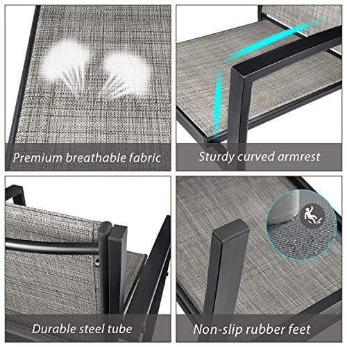 JUMMICO 4 Pieces Patio Furniture Set Modern Conversation Set Outdoor Garden Patio Bistro Set with Glass Coffee Table for Home, Porch, Lawn (Grey) Lawn & Patio JUMMICO 