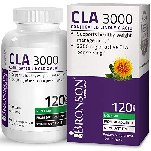 Bronson CLA 3000 Extra High Potency Supports Healthy Weight Management, Non-GMO Conjugated Linoleic Acid From Safflower Oil, Gluten Free, Stimulant Free, 120 Softgels Supplement Bronson 
