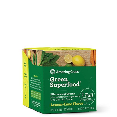 Amazing Grass, Green Superfood Effervescent, Flavor: Lemon Lime, 60ct Tablets, with Alkalizing Greens and Antioxidant Blend Supplement Amazing Grass 