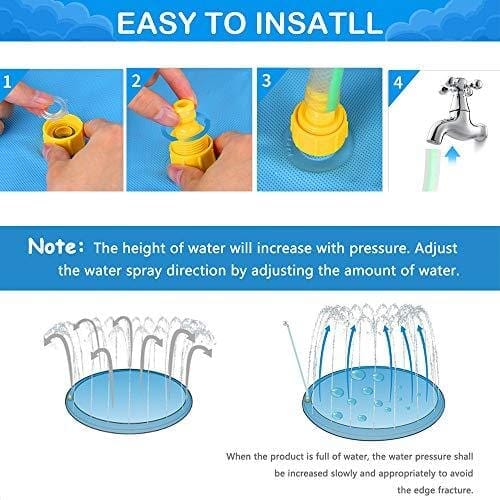 Peteast Splash Sprinkler Pad for Dogs Kids, Dog Bath Pool Thickened Durable Bathing Tub Pet Summer Outdoor Water Toys, XL Pet Products Peteast 