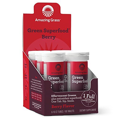 Amazing Grass, Green Superfood Effervescent, Flavor: Berry, 60ct Tablets, with Alkalizing Greens and Antioxidant Blend Supplement Amazing Grass 