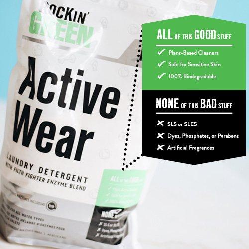 Rockin' Green Platinum Series Active Wear Powdered Laundry Detergent, 45 oz. - All Natural, Biodegradable, and Eco-Friendly Laundry Detergent Rockin' Green 