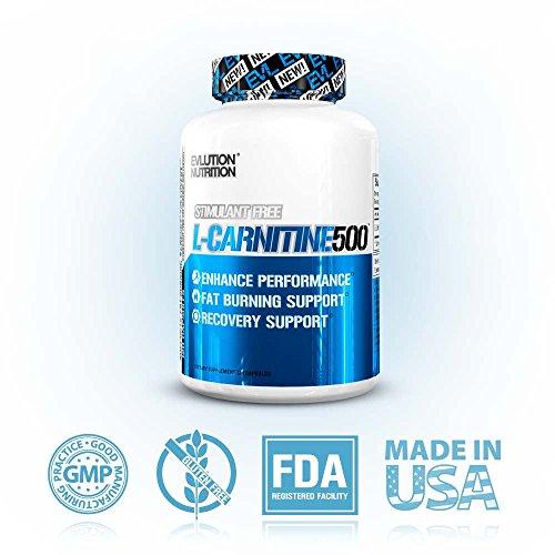 Evlution Nutrition Carnitine500 500 mg of Pure L-Carnitine in Each Serving (Capsules, 120 Serving) Supplement Evlution 
