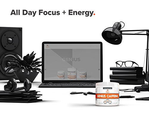 GENIUS CAFFEINE – Extended Release Microencapsulated Caffeine Pills, All Natural Non-Crash Sustained Energy & Focus Supplement –Preworkout & Nootropic Brain Booster For Men & Women,100 veggie capsules Supplement The Genius Brand 