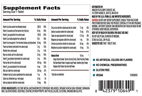 Amazon Elements Women’s 40+ One Daily Multivitamin, 66% Whole Food Cultured, Vegan, 65 Tablets, 2 month supply Supplement Amazon Elements 