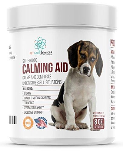 PET CARE Sciences Dog Calming Treats & Relaxant - Contains L Tryptophan for Composure : Dog Anxiety Relief : Stress : Separation Anxiety Proudly Made in USA. Animal Wellness PET CARE Sciences 