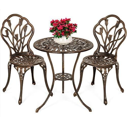 Best Choice Products 3-Piece Cast Aluminum Patio Bistro Furniture Set w/Antique Copper Finish Lawn & Patio Best Choice Products 