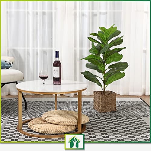 CROSOFMI Artificial Mini Fiddle Leaf Fig Tree 37 Inch Fake Ficus Lyrata Plant with 32 Leaves Faux Plants in White Pot for Indoor House Home Office Modern Decoration Perfect Housewarming Gift Home CROSOFMI 