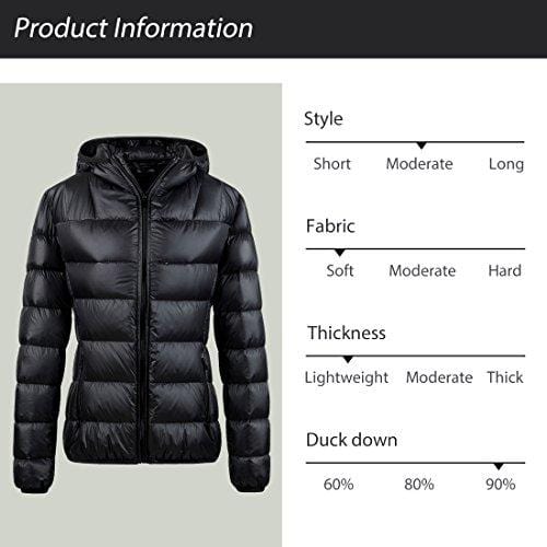 Wantdo Women's Lightweight Packable Down Jacket(Black, Medium) Ski Wantdo 