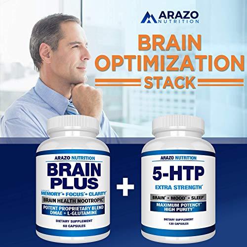 Premium Brain Function Supplement – Memory, Focus, Clarity – Nootropic Booster with DMAE, Bacopa Monnieri, L-Glutamine, Multi Vitamins, Multi Minerals - Arazo Nutrition Supplement Arazo Nutrition 