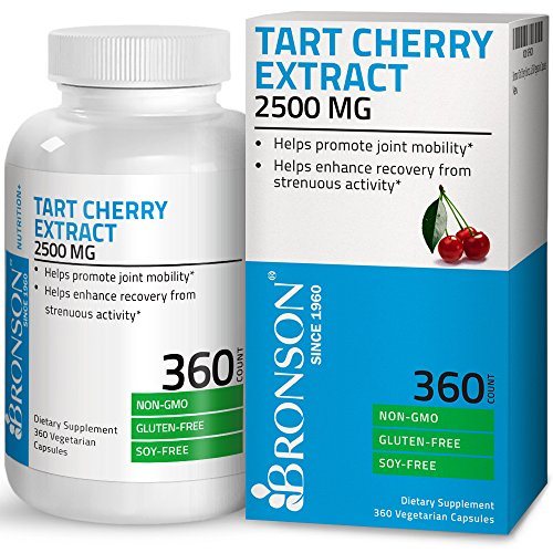 Bronson Tart Cherry Extract 2500 mg Premium Non-GMO Gluten Free Soy Free Formula Packed with Antioxidants and Flavonoids, 360 Vegetarian Capsules Supplement Bronson 